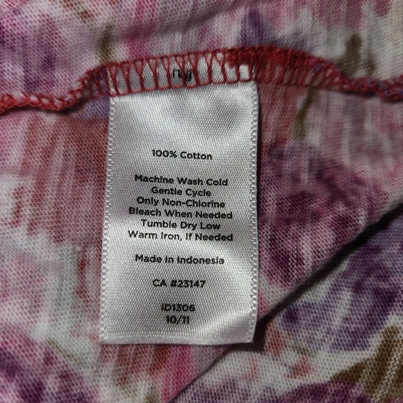 Talbots Pink & Purple Floral Women's Top Size XL 3/4 Sleeves Rolled Hem Edges - Picture 8 of 9